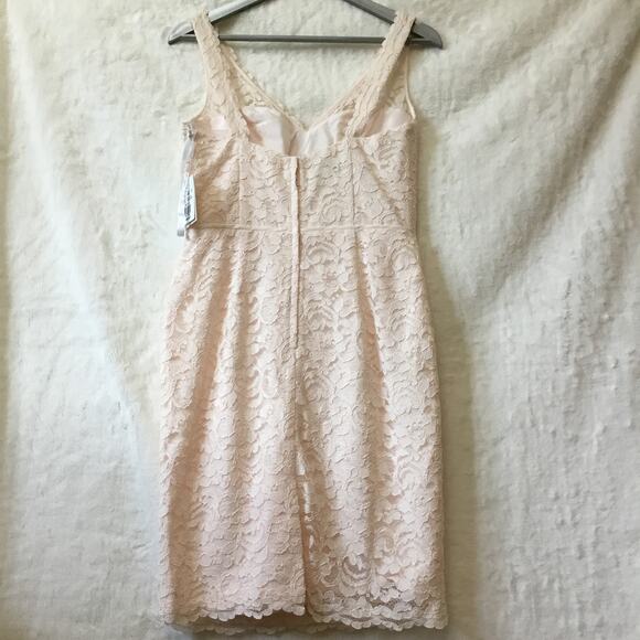 David Bridal Short Tank Lace Dress with V -Neck - Picture 7 of 16